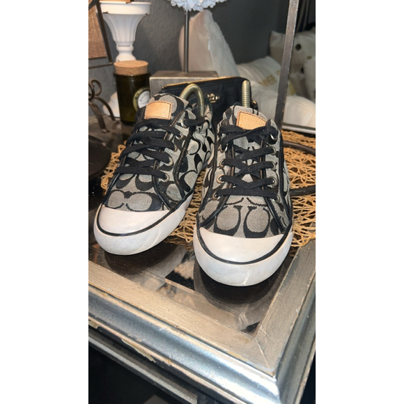 Coach Shoes - Women's Coach Black and White Signature Canvas Sneakers Size 7.5